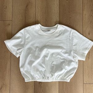 Aritzia Wilfred Piaf Short Sleeved Cropped Tee with Elastic waistband